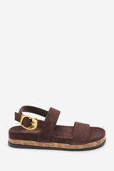 Banyan Double Strap Flatform Dark Brown Suede Sandal