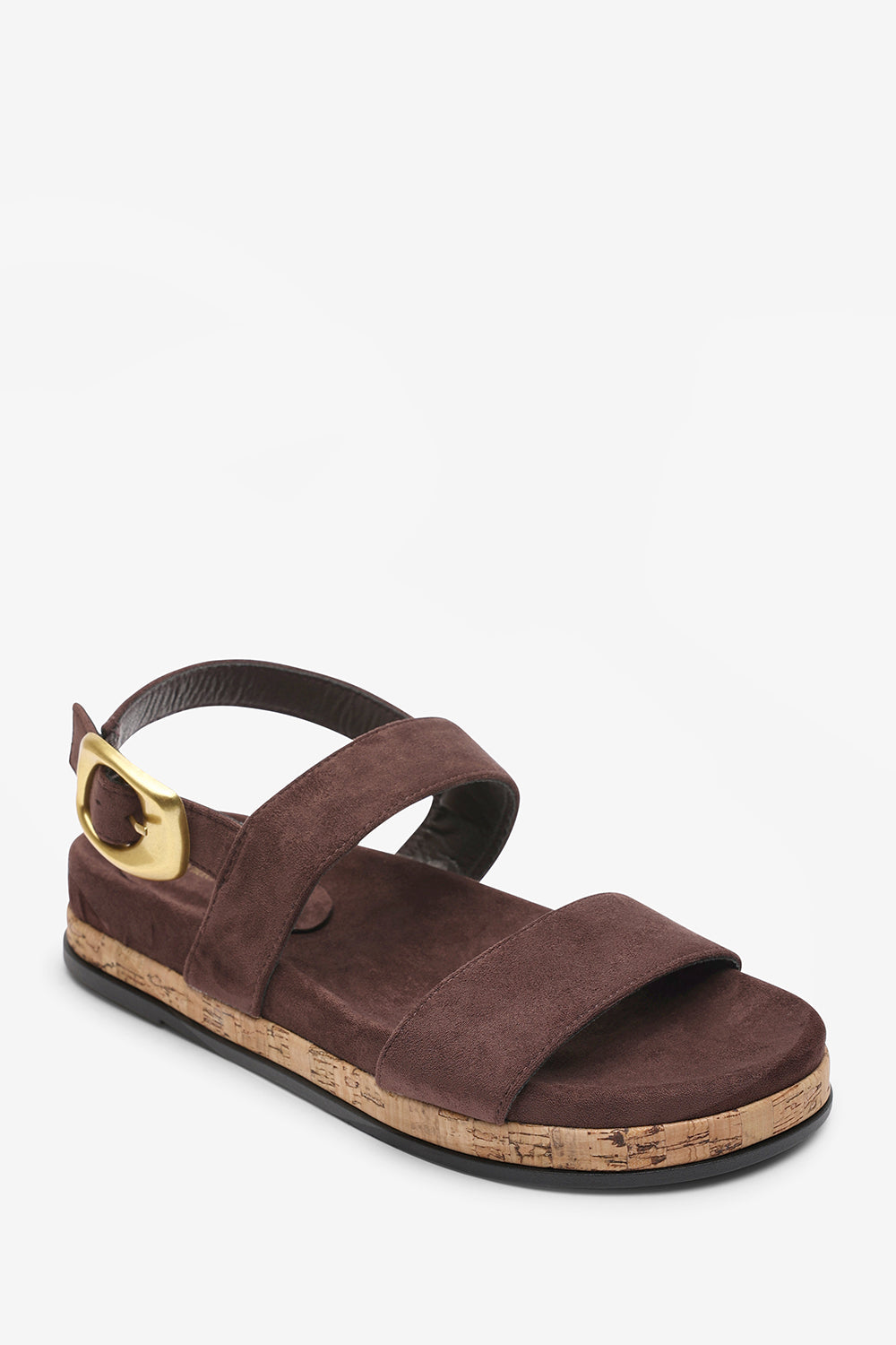 Banyan Double Strap Flatform Dark Brown Suede Sandal