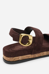 Banyan Double Strap Flatform Dark Brown Suede Sandal