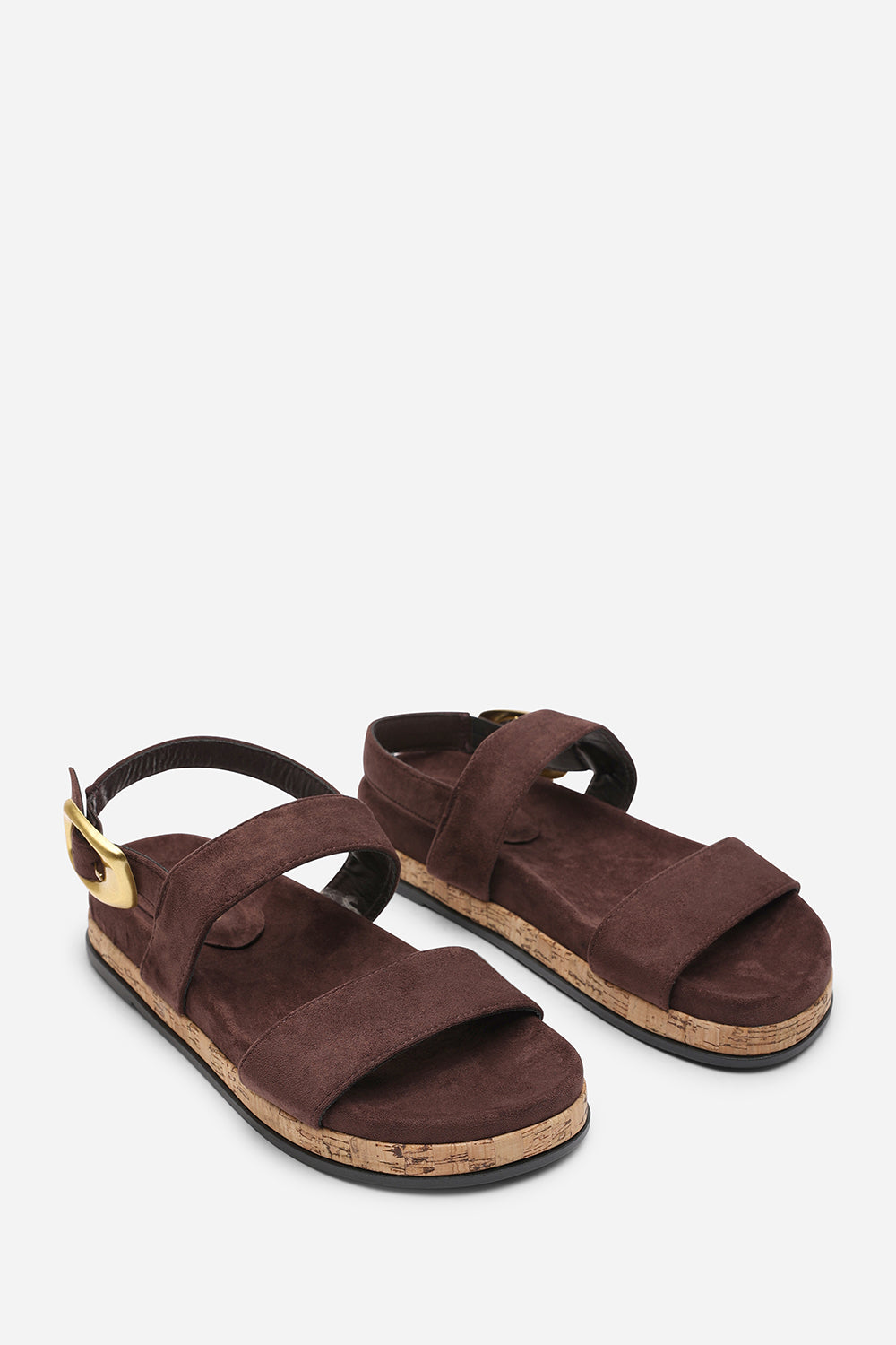 Banyan Double Strap Flatform Dark Brown Suede Sandal