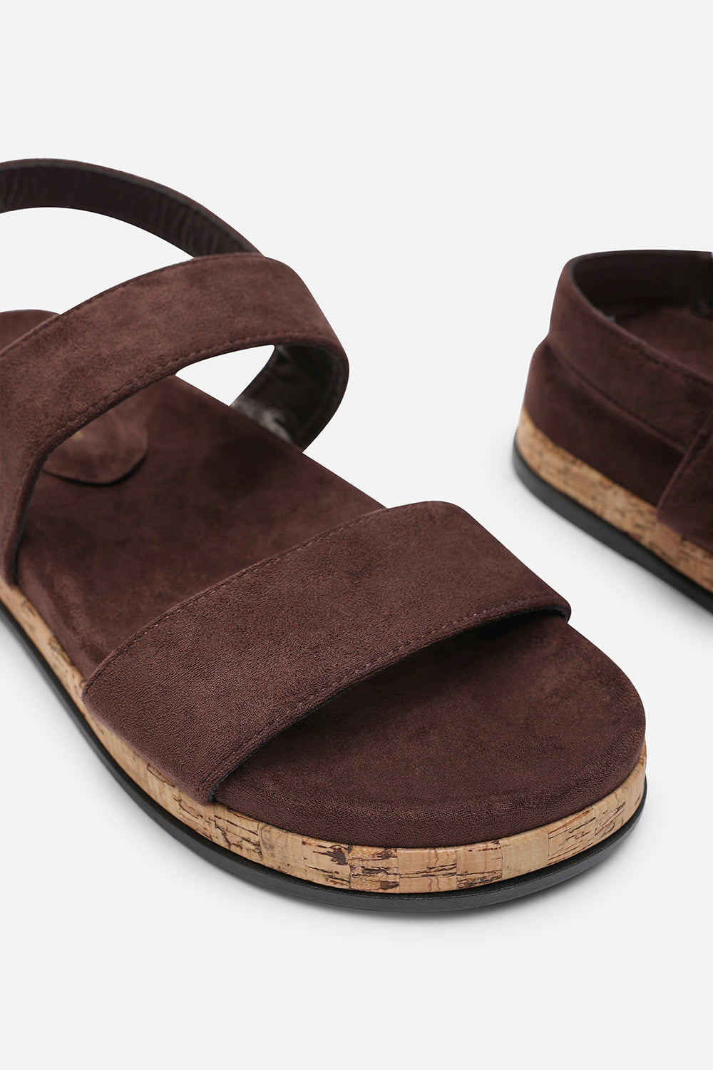 Banyan Double Strap Flatform Dark Brown Suede Sandal