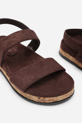 Banyan Double Strap Flatform Dark Brown Suede Sandal