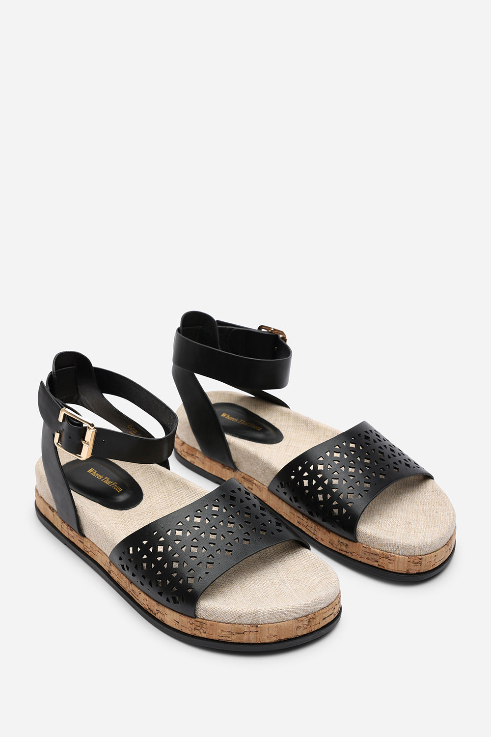Bask Cutout Design Flatform Black Sandal