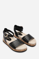 Bask Cutout Design Flatform Black Sandal