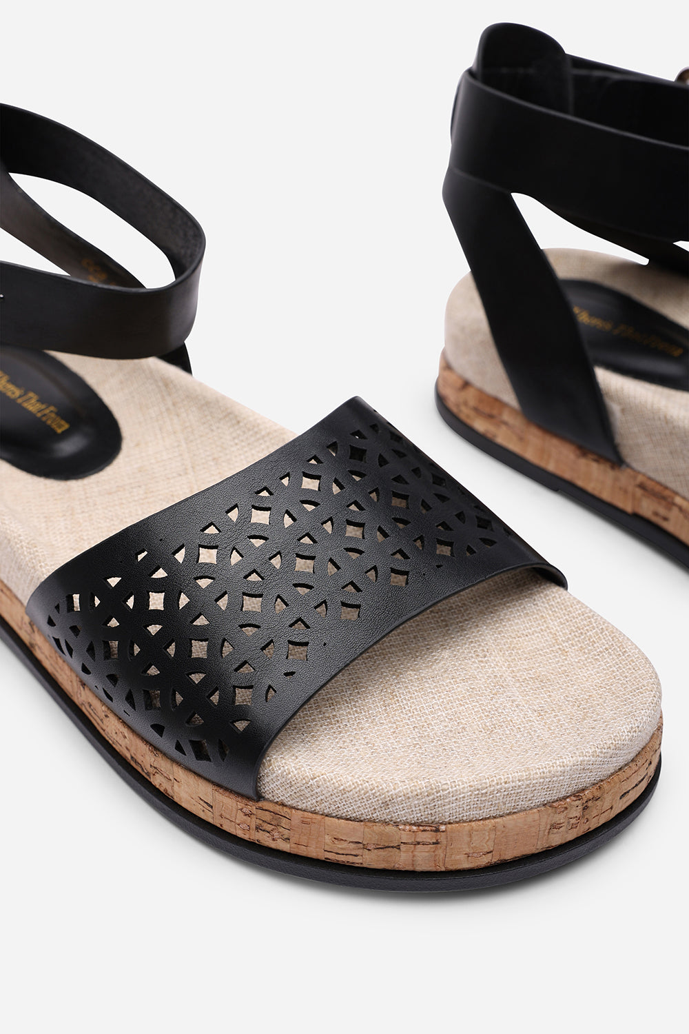 Bask Cutout Design Flatform Black Sandal