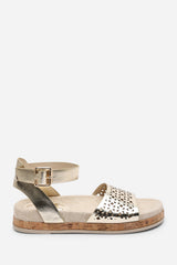 Bask Cutout Design Flatform Gold Metallic Sandal