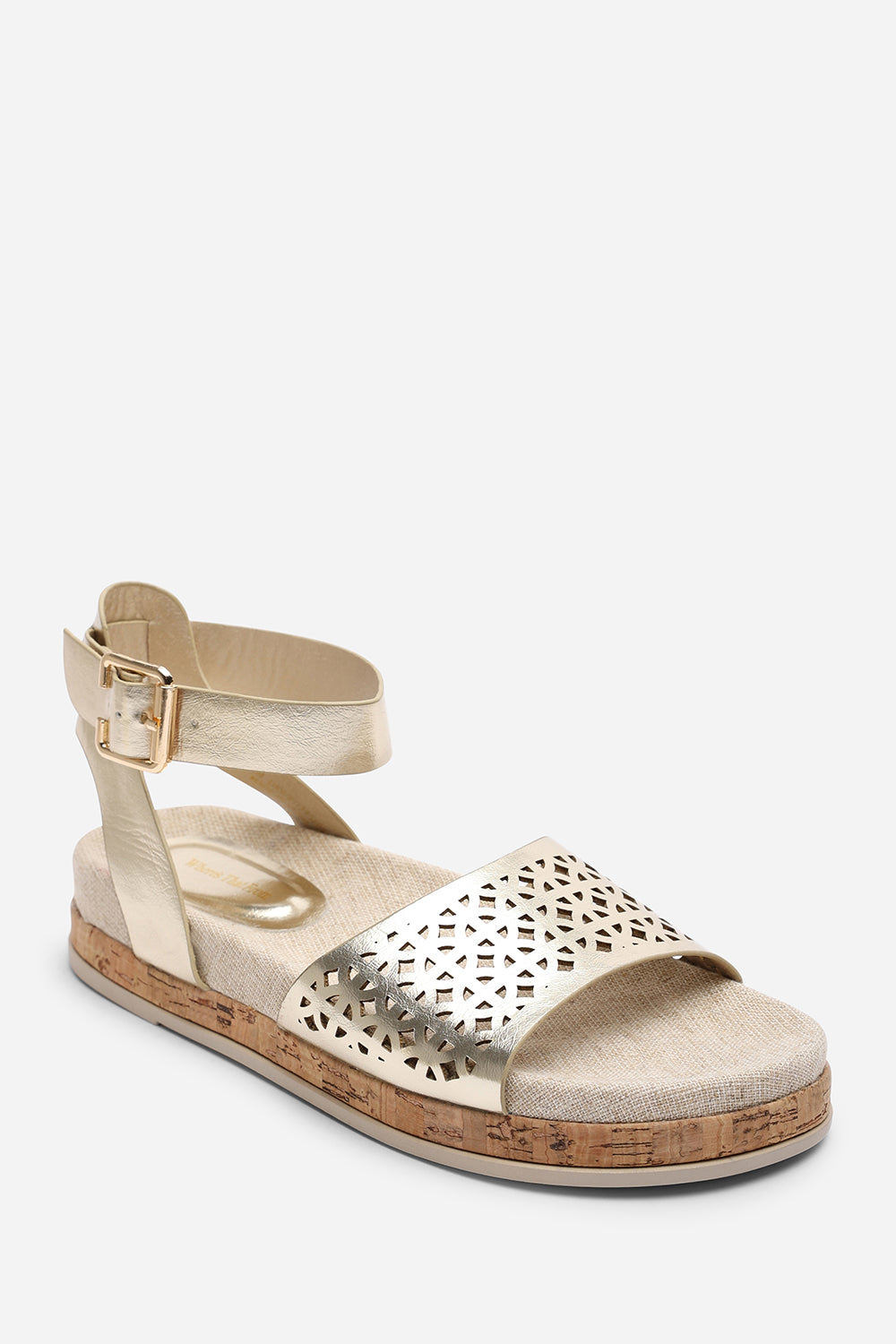 Bask Cutout Design Flatform Gold Metallic Sandal
