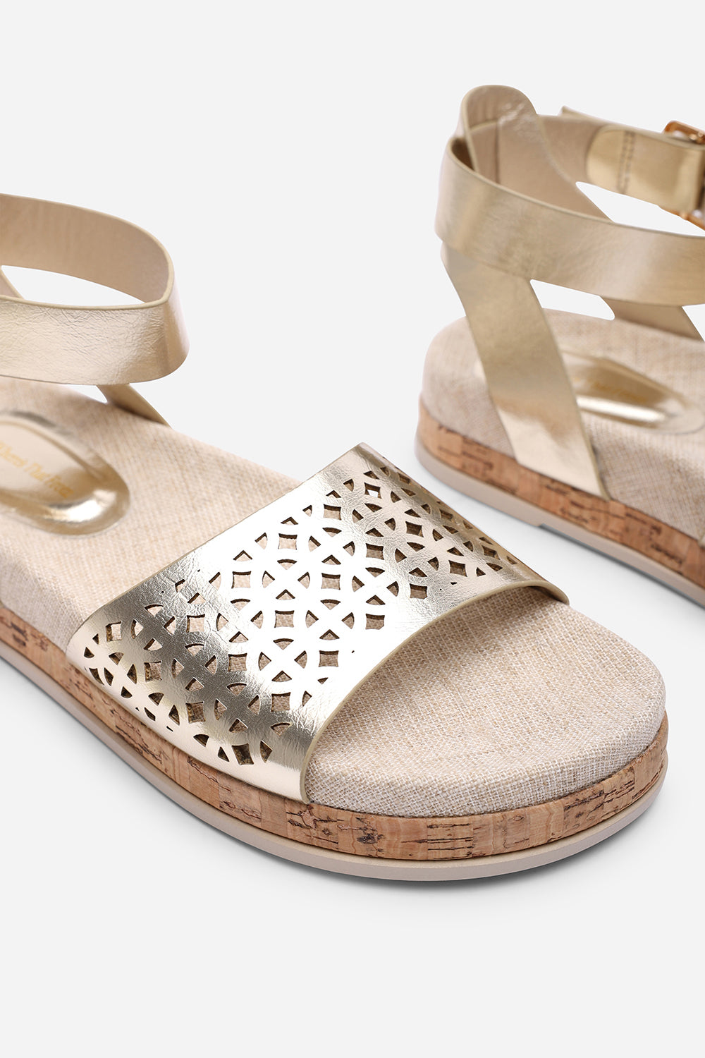 Bask Cutout Design Flatform Gold Metallic Sandal