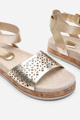 Bask Cutout Design Flatform Gold Metallic Sandal