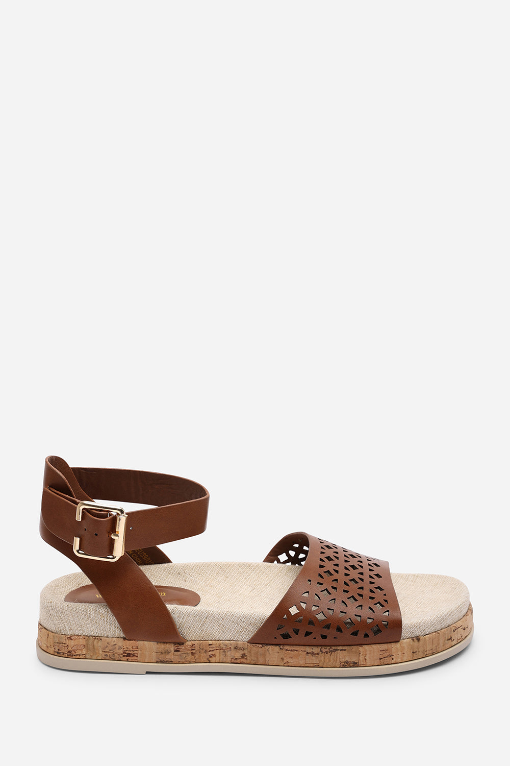 Bask Cutout Design Flatform Tan Sandal