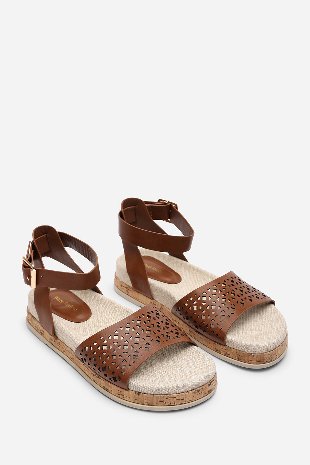 Bask Cutout Design Flatform Tan Sandal