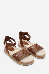 Bask Cutout Design Flatform Tan Sandal