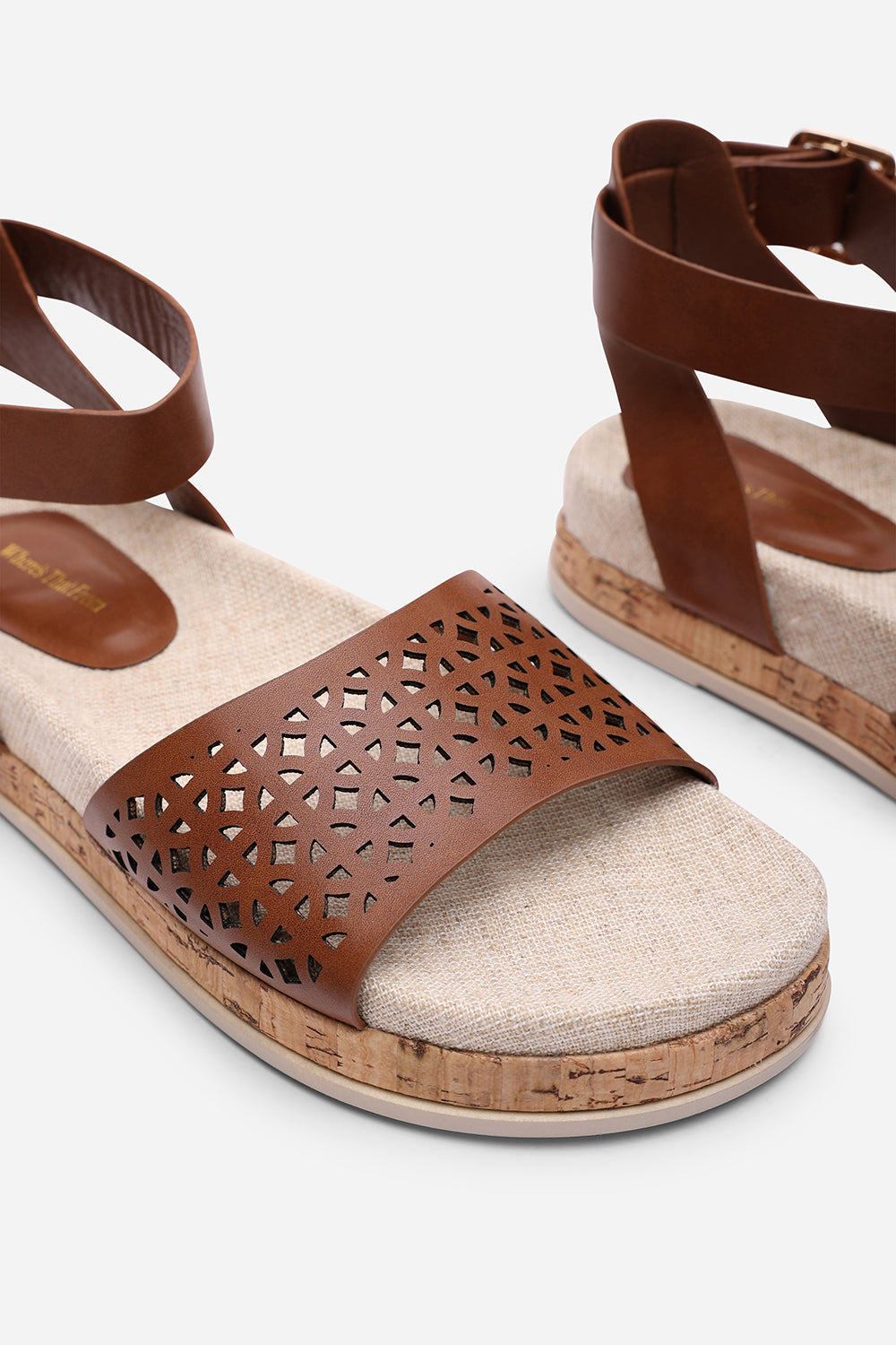 Bask Cutout Design Flatform Tan Sandal