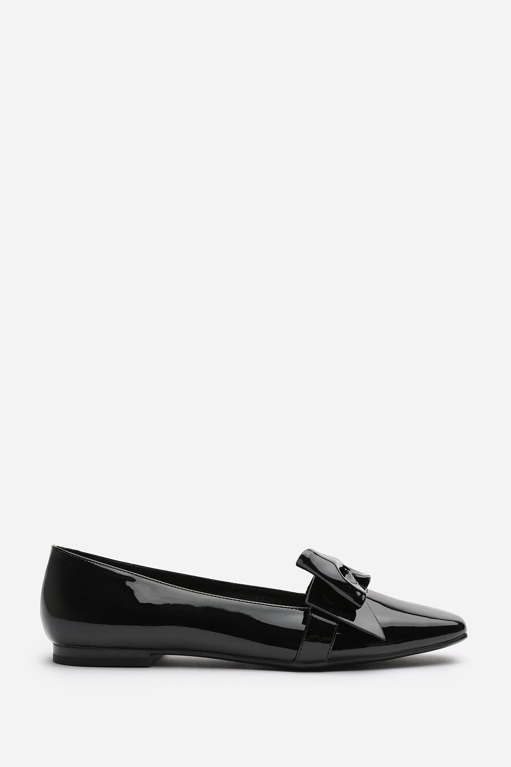 Jessa Wide Fit Girl's School Classic Bow Ballerina Shoes In Black Faux Patent Leather