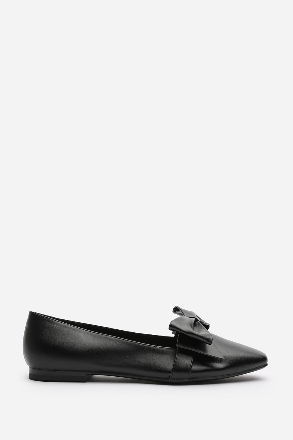 Jessa Wide Fit Girl's School Classic Bow Ballerina Shoes In Black Faux Leather