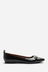 Ovarelle Wide Fit Girl's School Shoe Ballet Flats With Front Buckle Detail