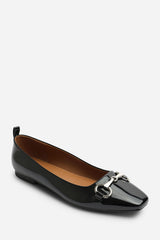 Ovarelle Wide Fit Girl's School Shoe Ballet Flats With Front Buckle Detail
