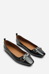 Ovarelle Wide Fit Girl's School Shoe Ballet Flats With Front Buckle Detail