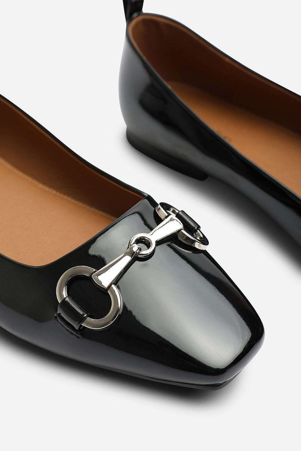 Ovarelle Wide Fit Girl's School Shoe Ballet Flats With Front Buckle Detail