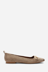Lauren' Suede Wide Ballet Flats With Front Buckle Detail