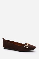 Kira Wide Fit Brown Suede Ballet Flats with Front Buckle Detail