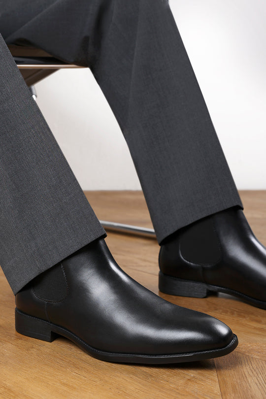 Mason Black Formal Mens Slip On Classic Chelsea Ankle Boots