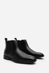 Mason Black Formal Mens Slip On Classic Chelsea Ankle Boots