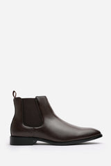 Mason Dark Brown Formal Mens Slip On Classic Chelsea Ankle Boots