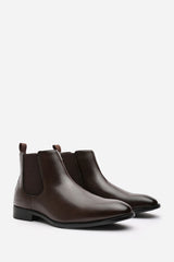 Mason Dark Brown Formal Mens Slip On Classic Chelsea Ankle Boots