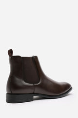 Mason Dark Brown Formal Mens Slip On Classic Chelsea Ankle Boots