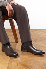 Mason Dark Brown Formal Mens Slip On Classic Chelsea Ankle Boots