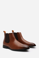 Mason Tan Formal Mens Slip On Classic Chelsea Ankle Boots