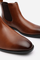 Mason Tan Formal Mens Slip On Classic Chelsea Ankle Boots
