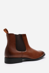 Mason Tan Formal Mens Slip On Classic Chelsea Ankle Boots