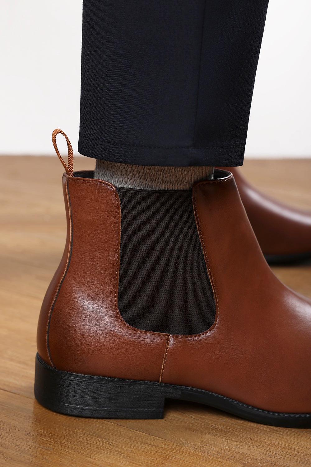 Mason Tan Formal Mens Slip On Classic Chelsea Ankle Boots