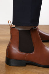 Mason Tan Formal Mens Slip On Classic Chelsea Ankle Boots