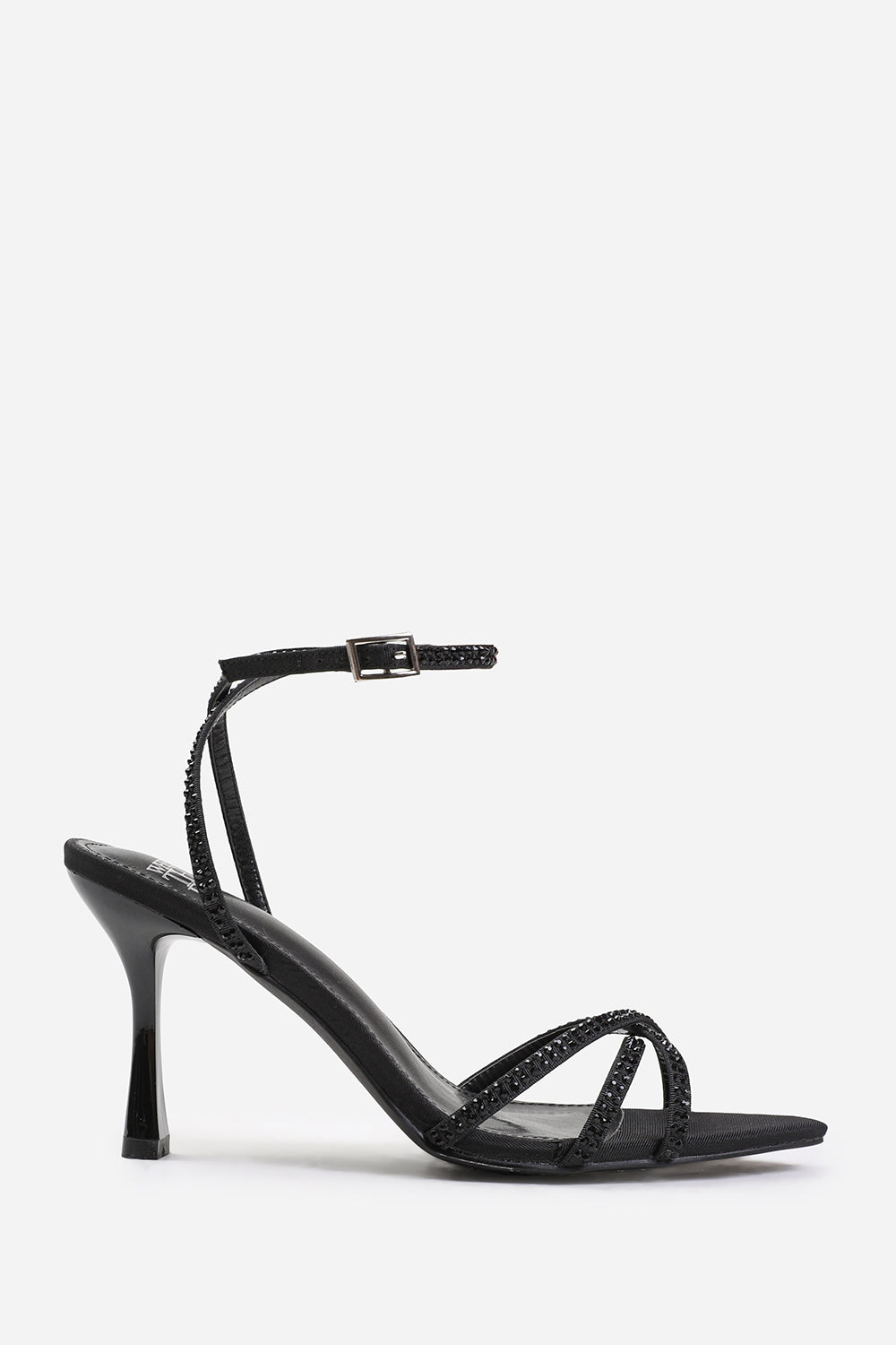 Senna Black Embellished Strappy Stiletto Heeled Sandals