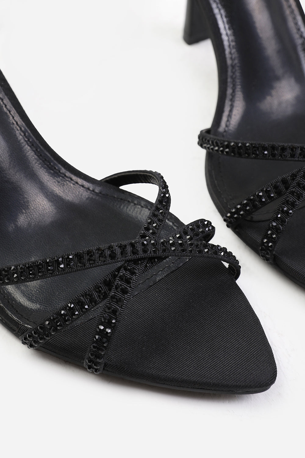 Senna Black Embellished Strappy Stiletto Heeled Sandals
