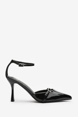Talise Pointed Toe Stiletto Heels In Black Faux Leather