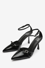 Talise Pointed Toe Stiletto Heels In Black Faux Leather