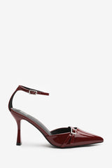Talise Pointed Toe Stiletto Heels In Cherry Faux Leather