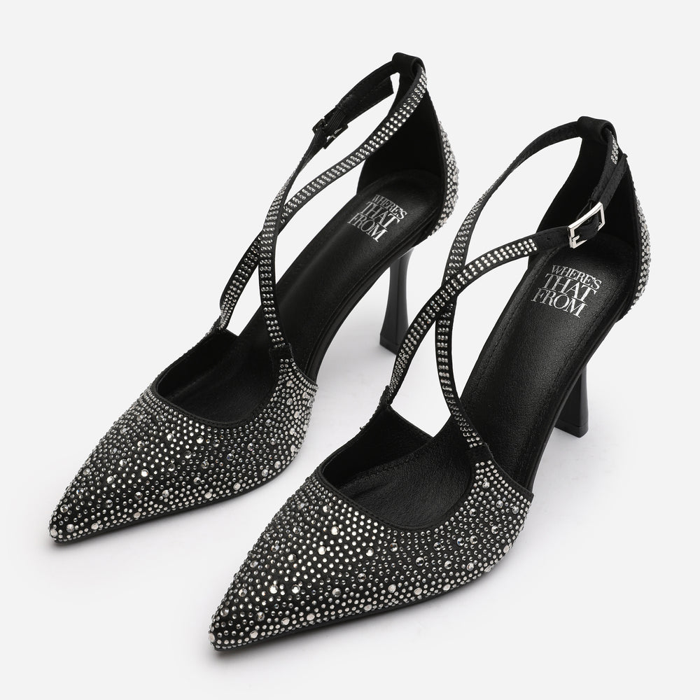 Ralenae Embellished Pointed Toe High Heels with Buckle Closure