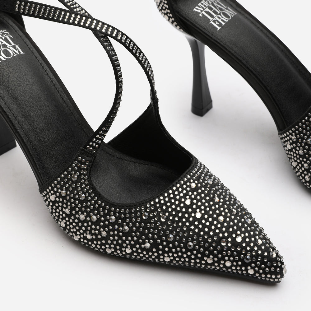 Ralenae Embellished Pointed Toe High Heels with Buckle Closure