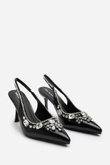 Channing Black Crystal Embellished Slingback Heel