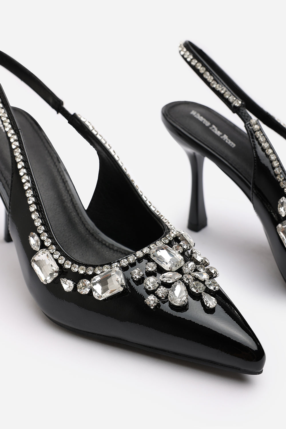 Channing Black Crystal Embellished Slingback Heel