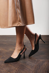 Rexina Pointed Toe Stiletto Heels with Adjustable Slingback Strap