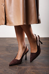 Rexina Pointed Toe Stiletto Heels with Adjustable Slingback Strap