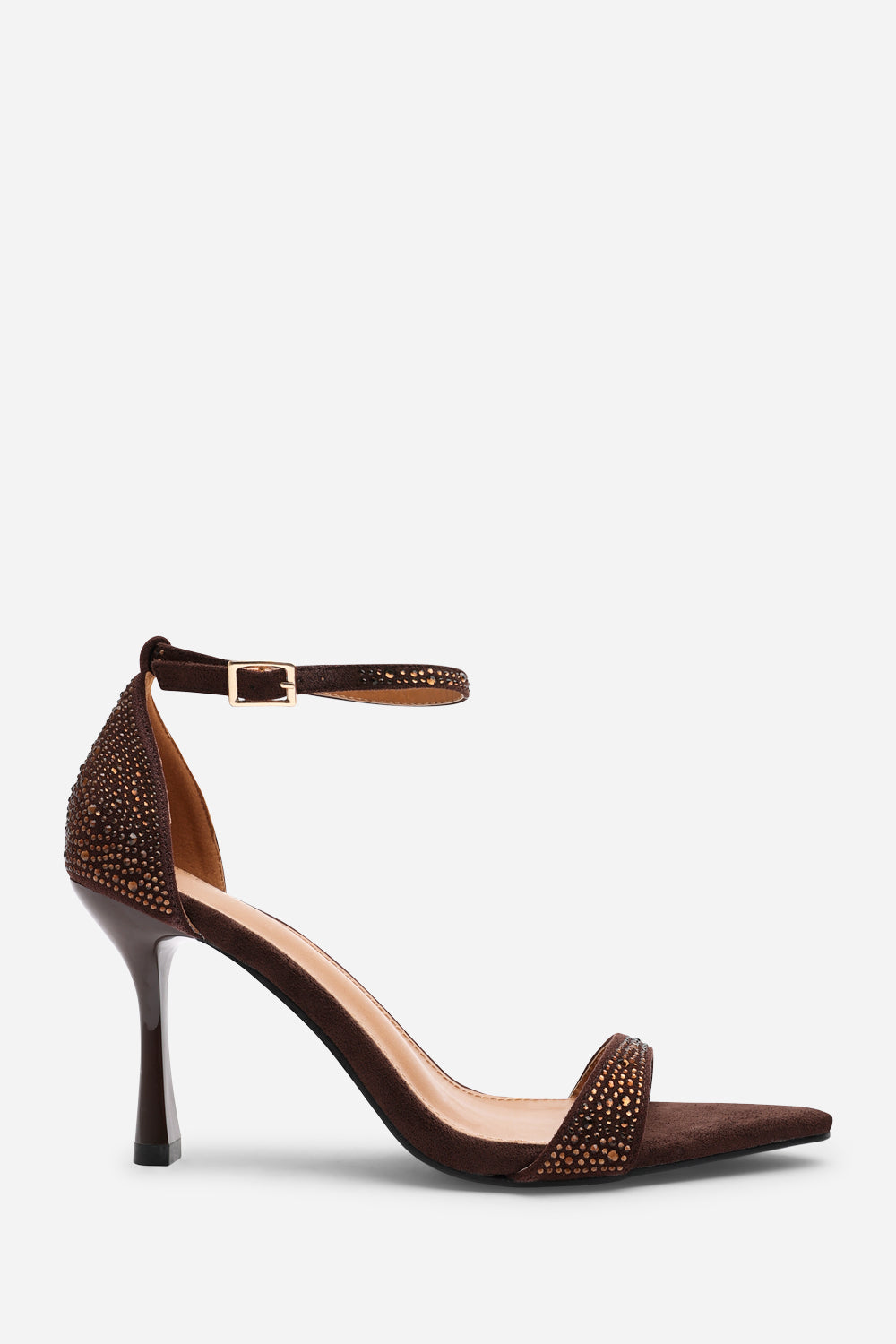 Elva Brown Embellished Pointed Toe Stiletto Heels