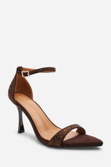 Wilma Brown Embellished Pointed Stiletto Heels