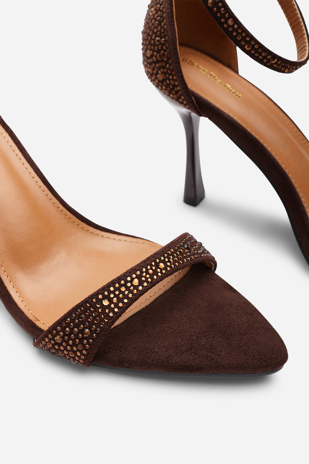 Wilma Brown Embellished Pointed Stiletto Heels